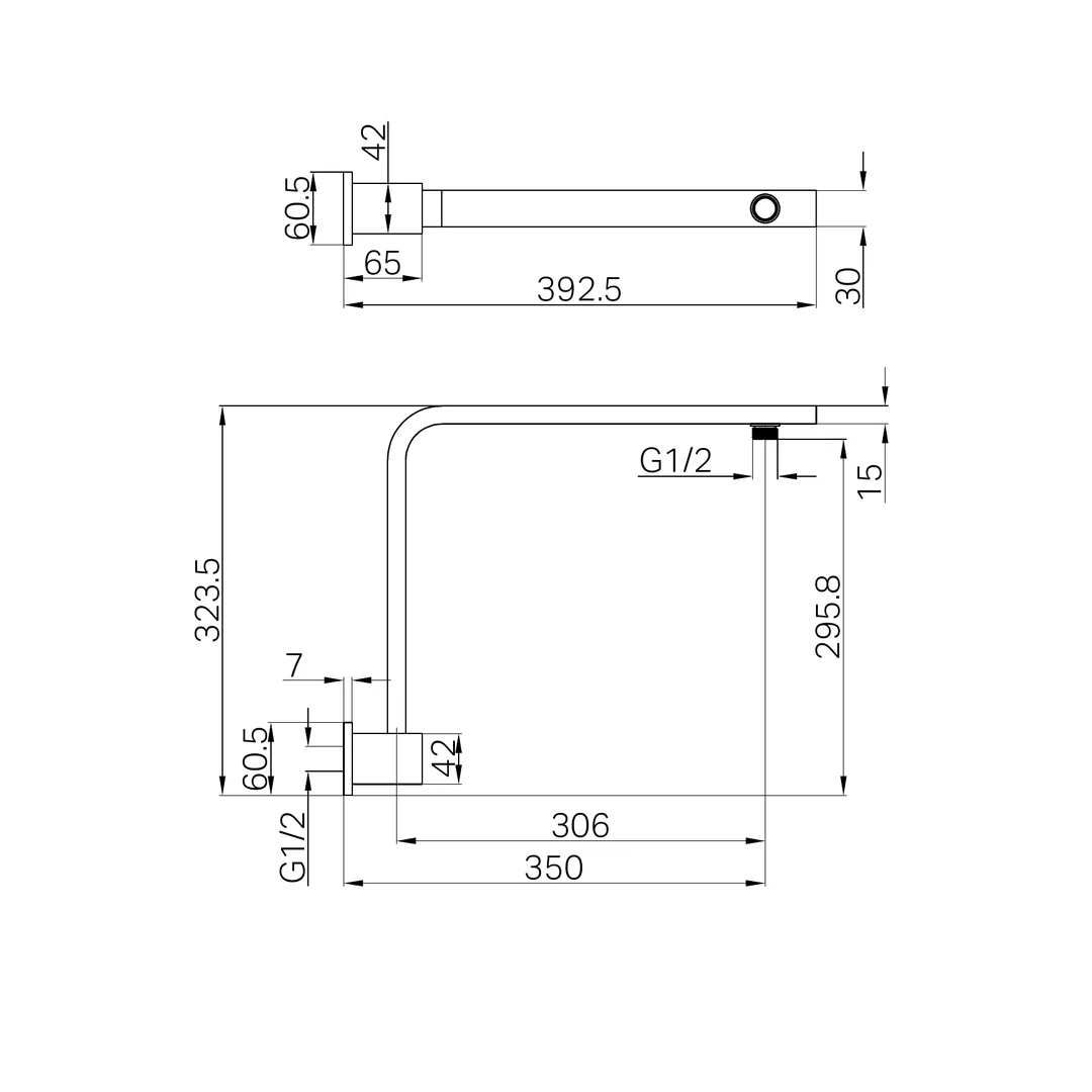 Nero Square Swivel Shower Arm - Brushed Nickel - Image 3