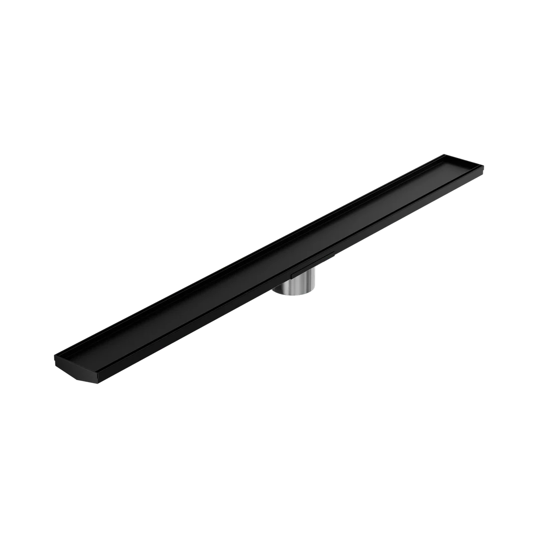 Nero Tile Insert V Channel 1200X106Mm Floor Grate 90Mm Outlet Matte Black