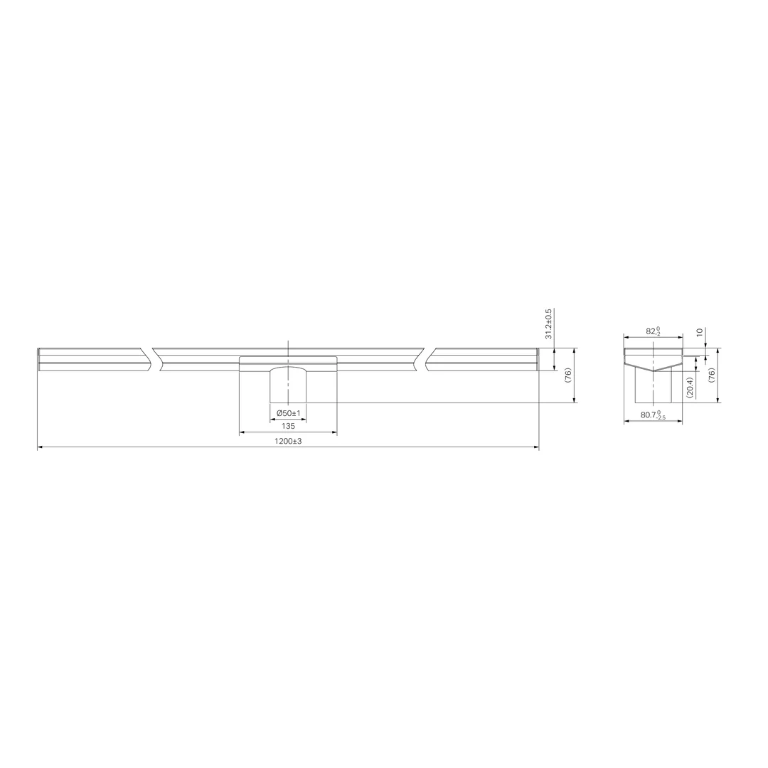 Nero Tile Insert V Channel 1200X82Mm Floor Grate 50Mm Outlet Brushed Nickel - Image 2