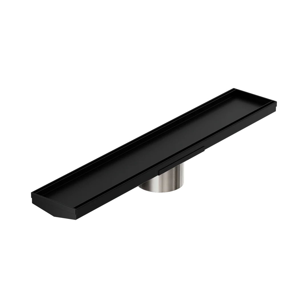 Nero Tile Insert V Channel 600X106Mm Floor Grate 90Mm Outlet Matte Black