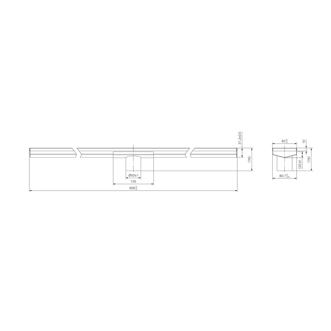 Nero Tile Insert V Channel 600X82Mm Floor Grate 50Mm Outlet Gun Metal - Image 2