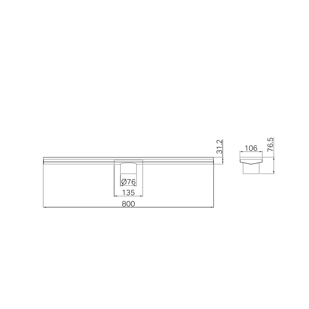 Nero Tile Insert V Channel 800X106Mm Floor Grate 80Mm Outlet Matte Black - Image 2