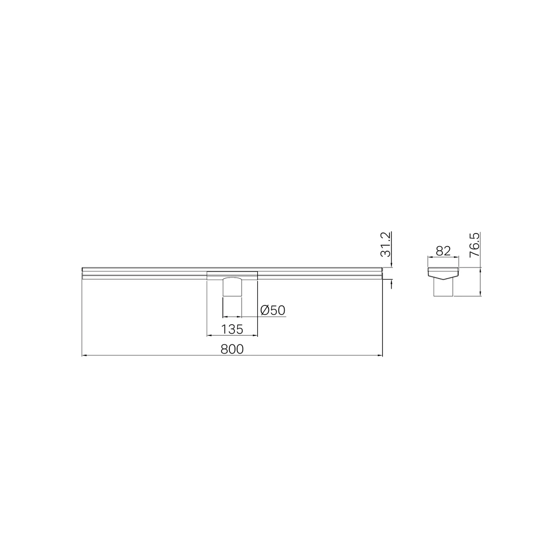 Nero Tile Insert V Channel 800X82Mm Floor Grate 50Mm Outlet Gun Metal - Image 2