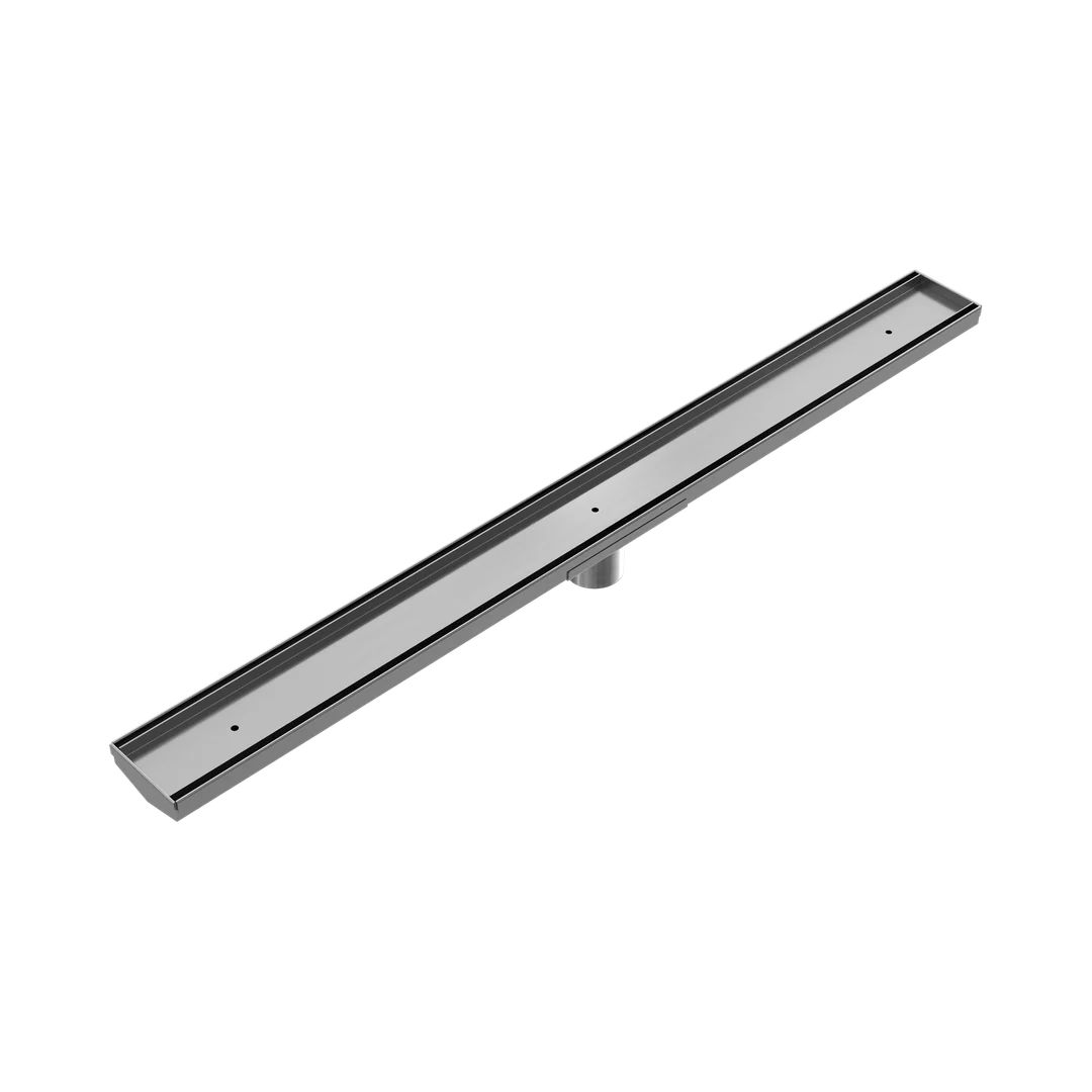Nero Tile Insert V Channel 900X82Mm Floor Grate 50Mm Outlet Gun Metal