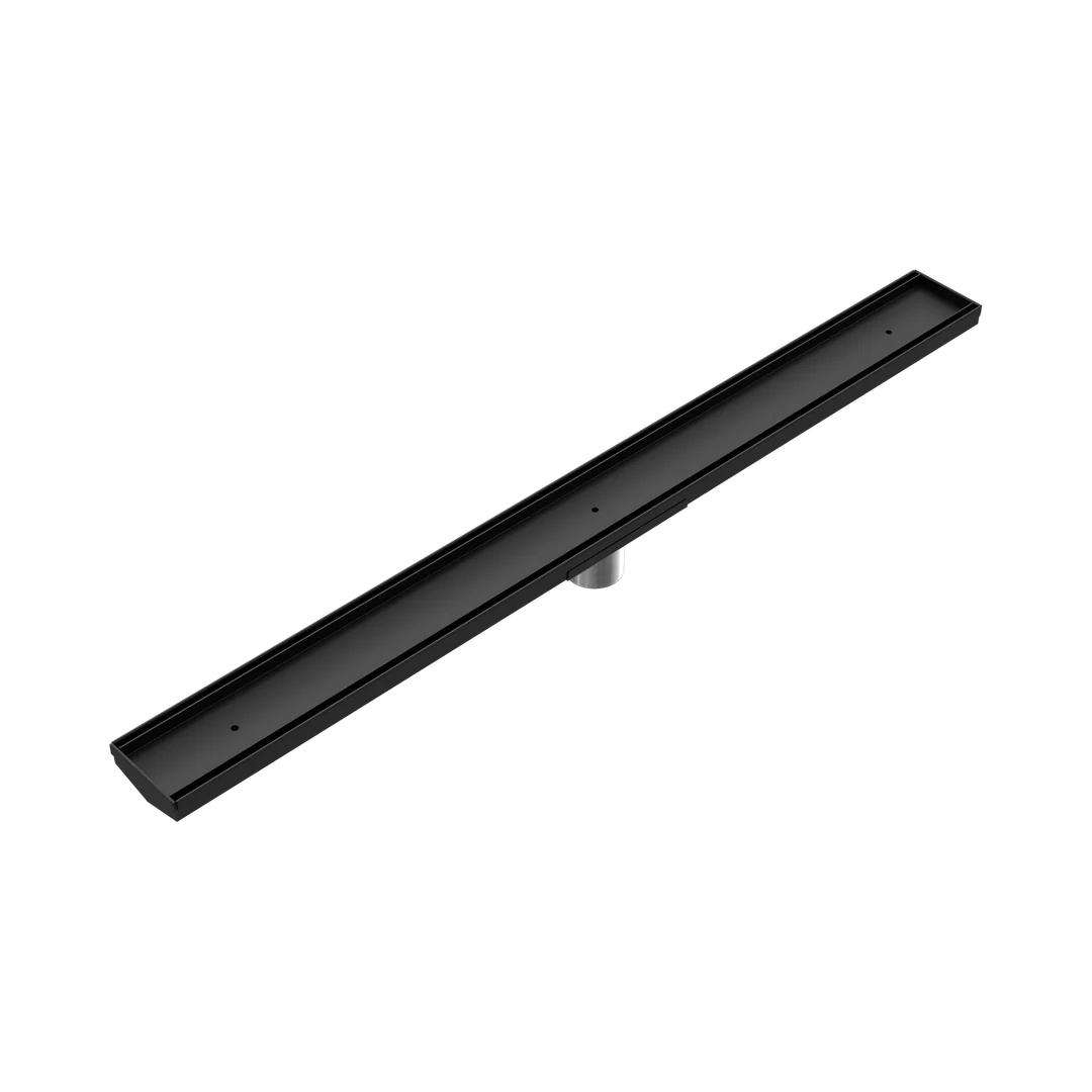 Nero Tile Insert V Channel 900X82Mm Floor Grate 50Mm Outlet Matte Black