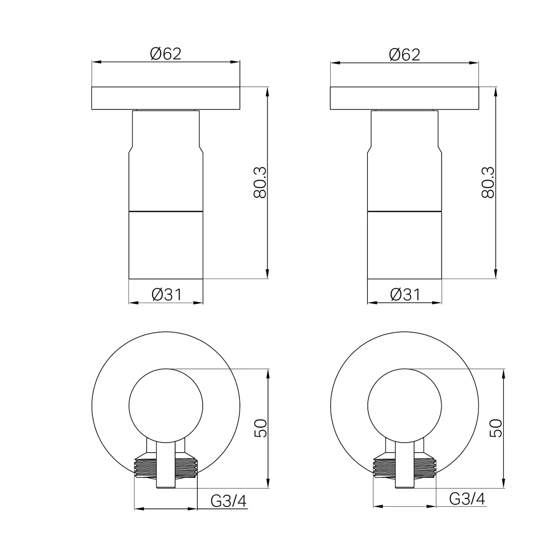 Nero Washing Machine Tap Set Chrome - Image 2