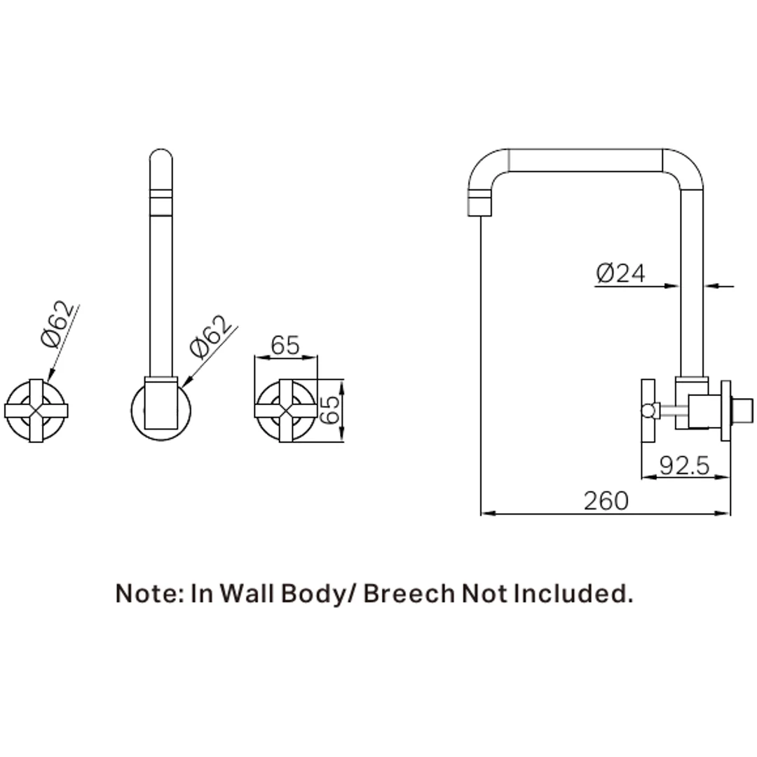 Nero X Plus Wall Kitchen Set Swivel Spout Brushed Nickel - Image 2