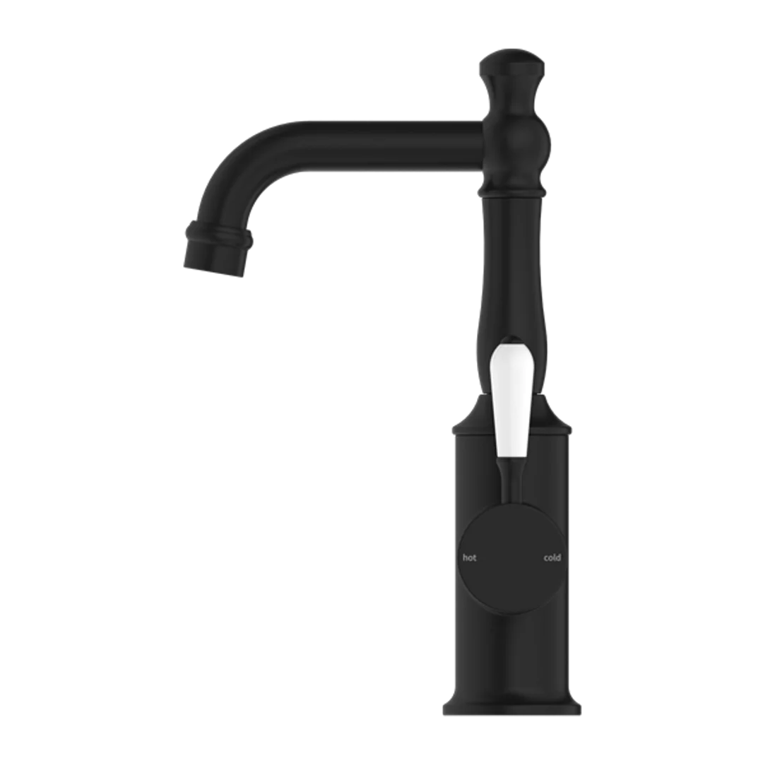 Nero York Basin Mixer White Porcelain Lever Matte Black - Image 5