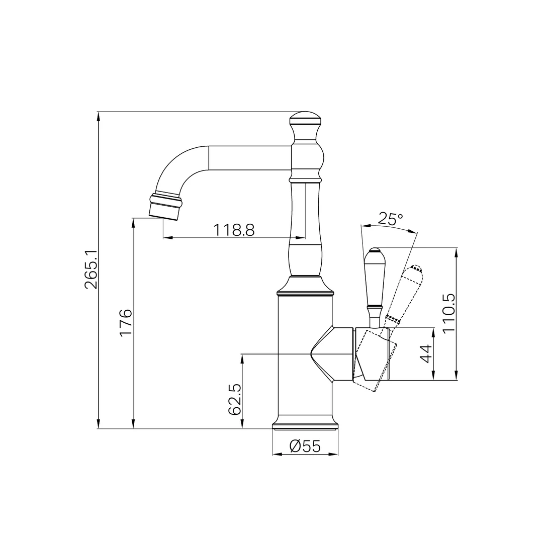 Nero York Basin Mixer With Metal Lever Brushed Nickel - Image 2