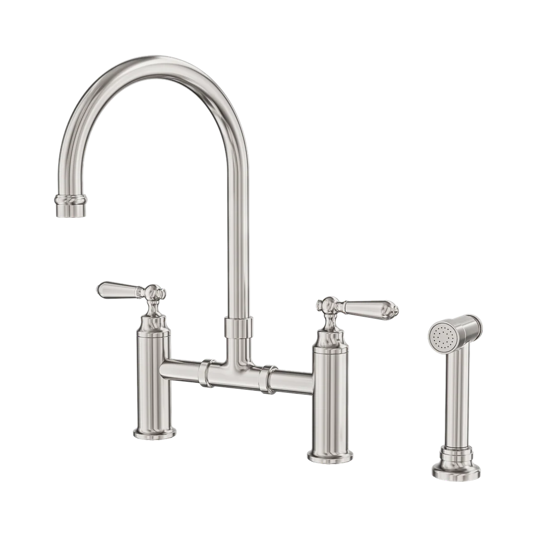 Nero York Bridge Kitchen Set With Hand Spray Brushed Nickel