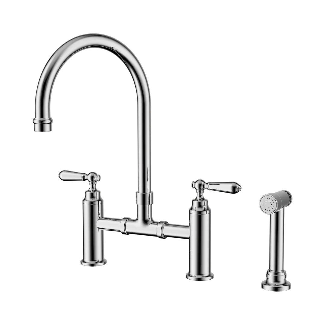 Nero York Bridge Kitchen Set With Hand Spray Chrome