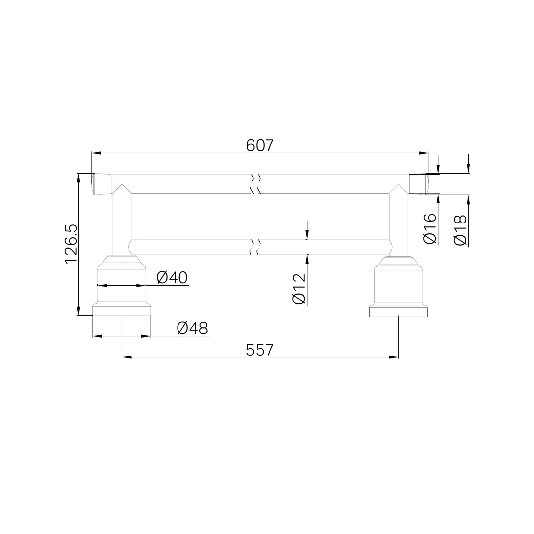 Nero York Double Towel Rail 600Mm Brushed Nickel - Image 2