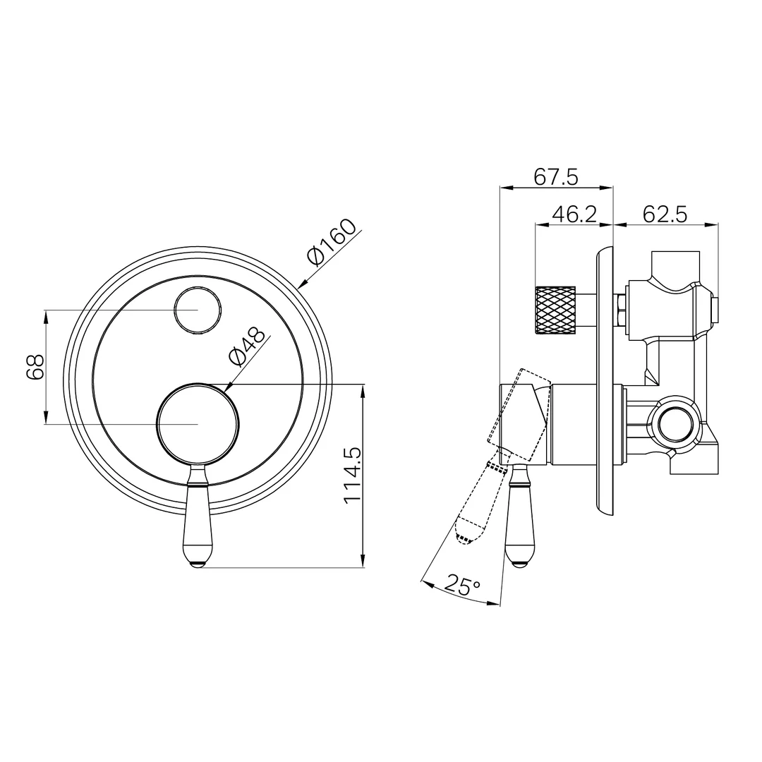 Nero York Shower Mixer With Diverter With White Porcelain Lever Chrome - Image 2