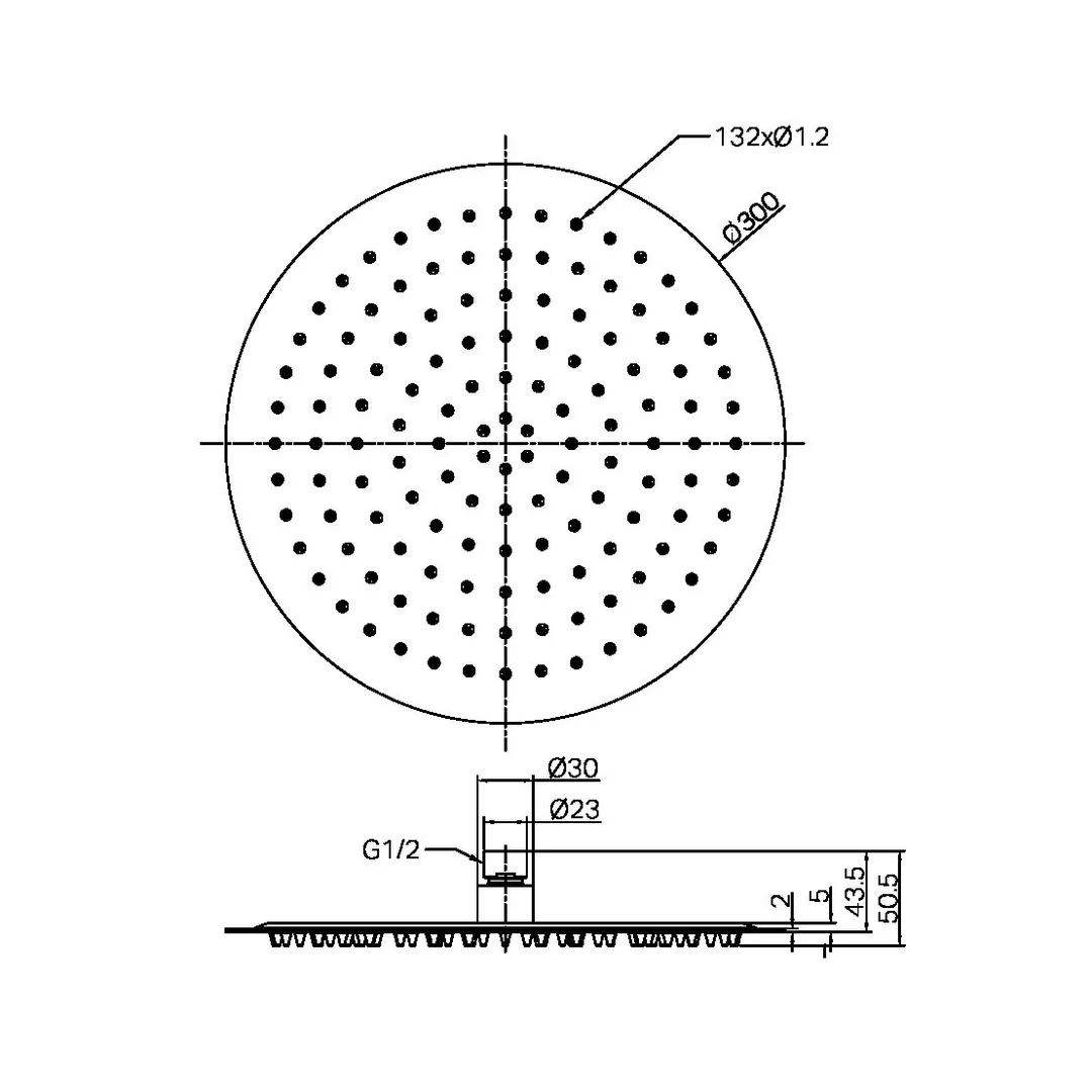 Nero Zen Stainless Steel 300Mm Round Shower Head Brushed Nickel - Image 2