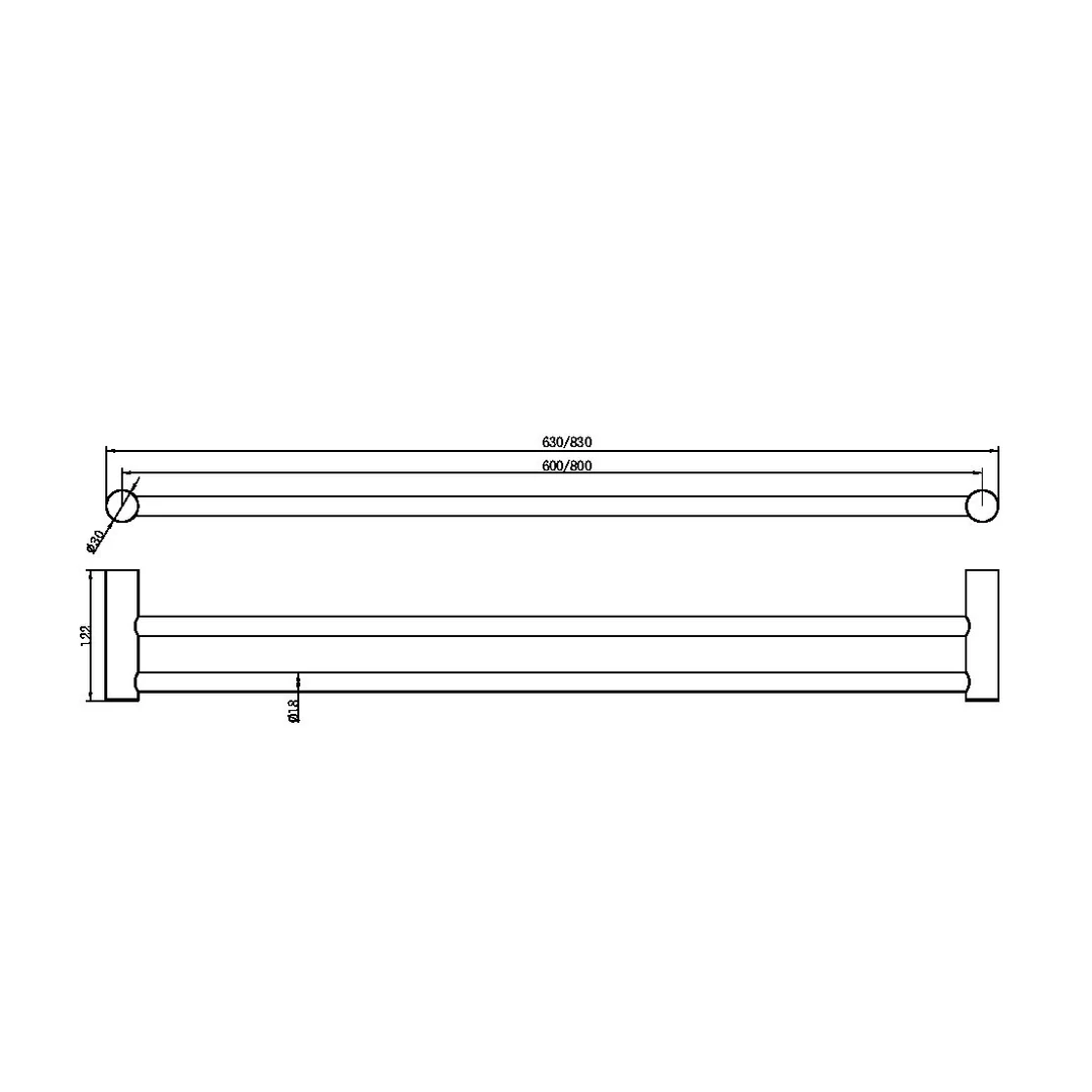 Nero Zen Stainless Steel Double Towel Rail 800Mm Brushed Bronze - Image 2