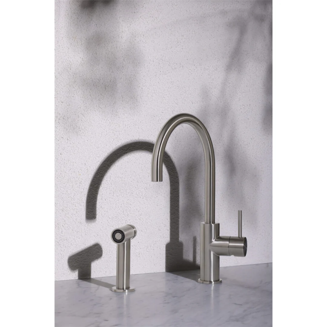 Nero Zen Stainless Steel Kitchen Mixer With Hand Spray Brushed Nickel - Image 3