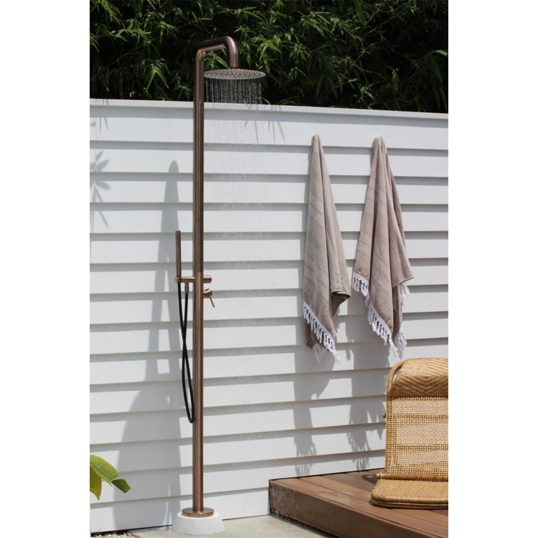 Nero Zen Stainless Steel Outdoor Freestanding Shower Column Brushed Bronze - Image 3