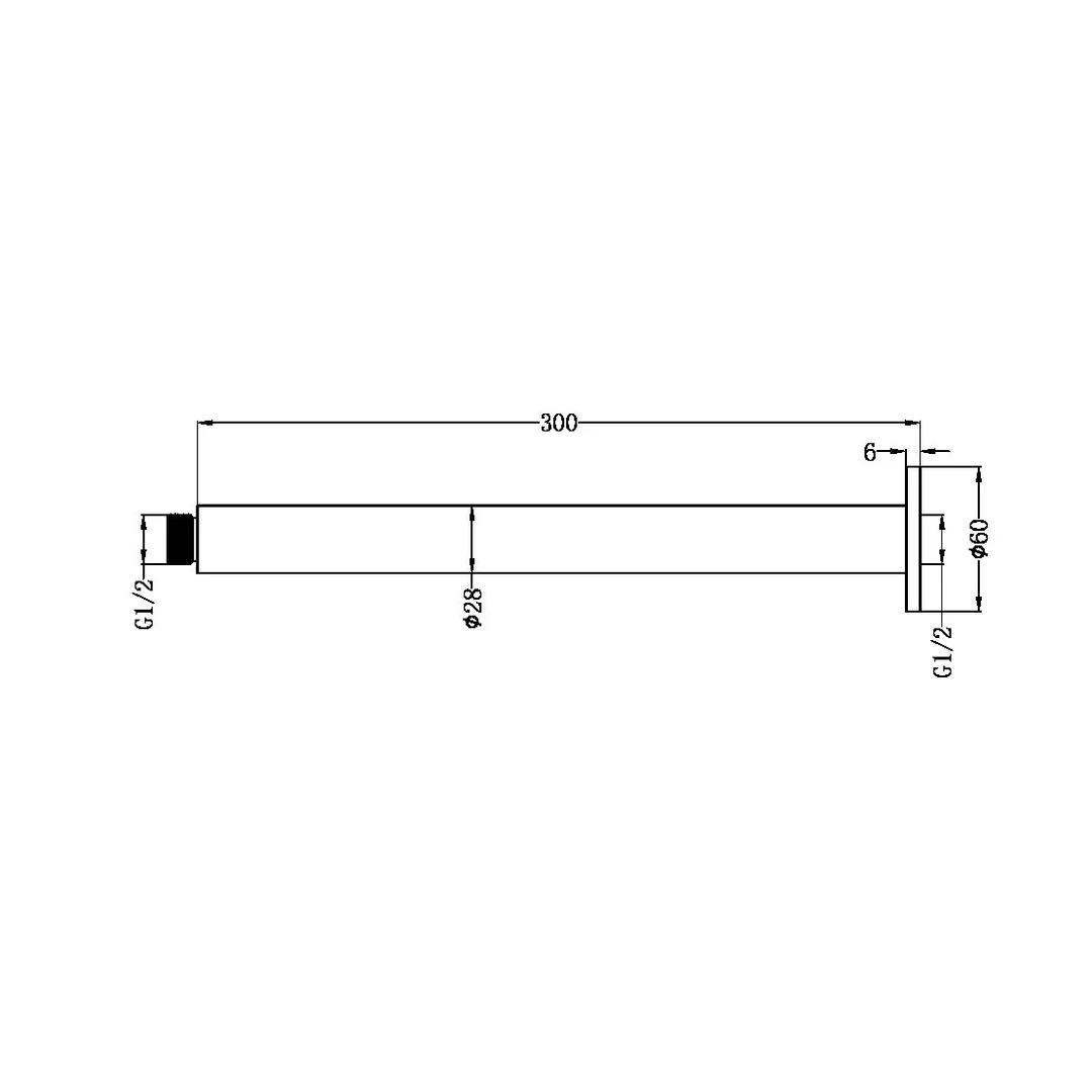 NERO ZEN Stainless Steel ROUND CEILING ARM 300MM LENGTH GRAPHITE - Image 2