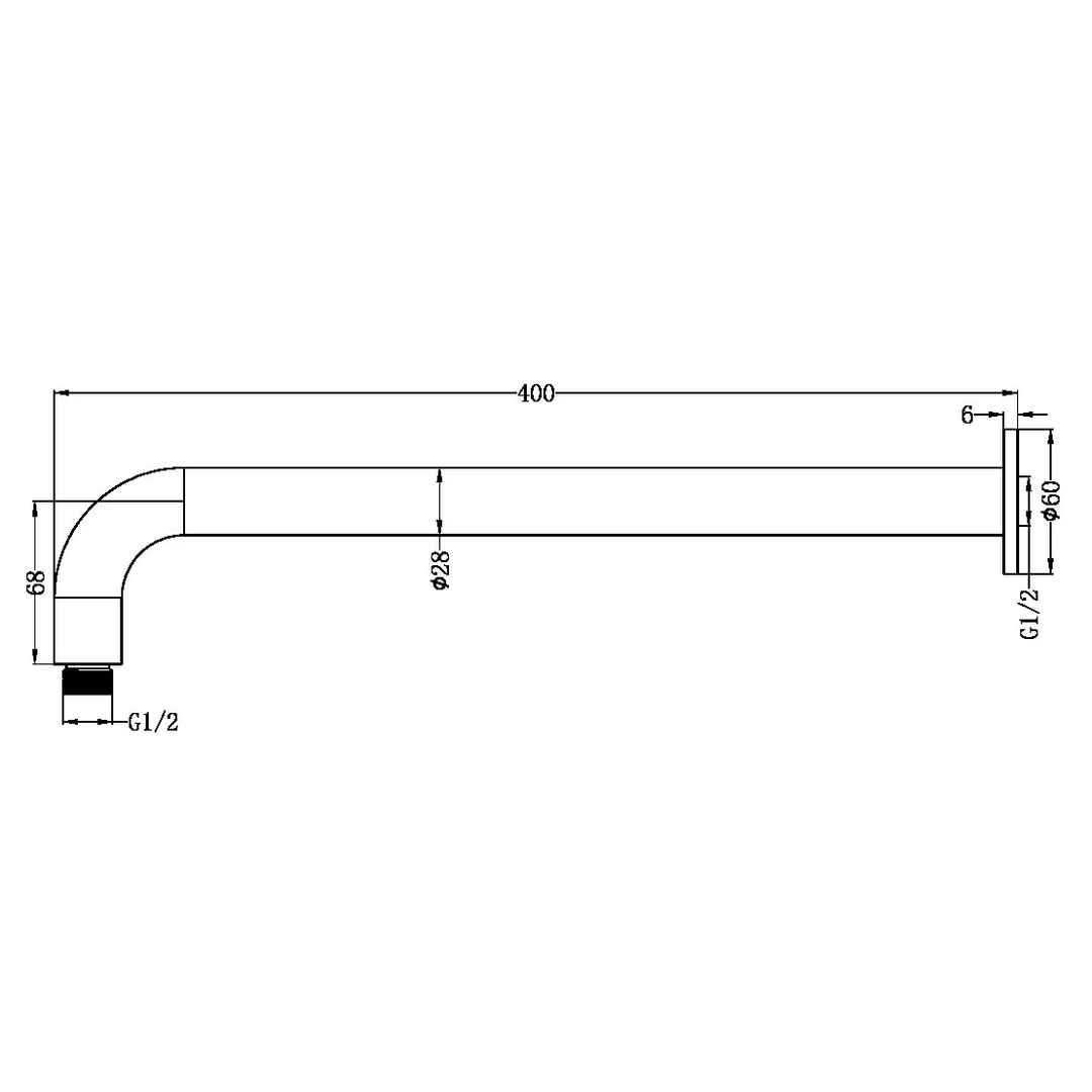 NERO ZEN Stainless Steel ROUND SHOWER ARM 400MM LENGTH BRUSHED NICKEL - Image 2