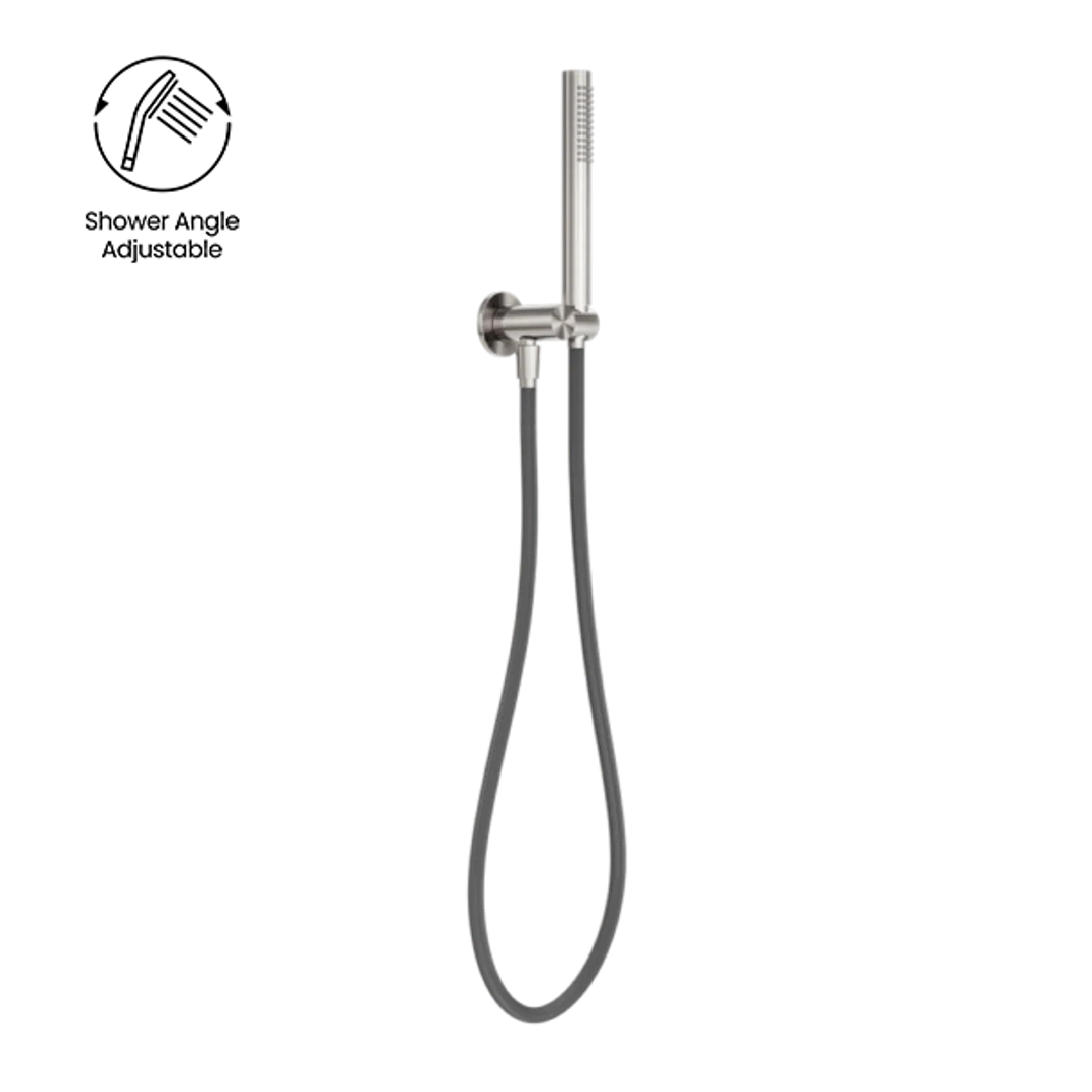 Nero Zen Stainless Steel Shower On Bracket With Outdoor Shower Hose Brushed Nickel