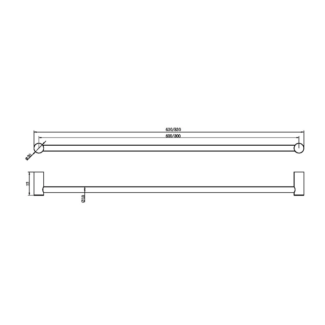 Nero Zen Stainless Steel Single Towel Rail 600Mm Graphite - Image 2