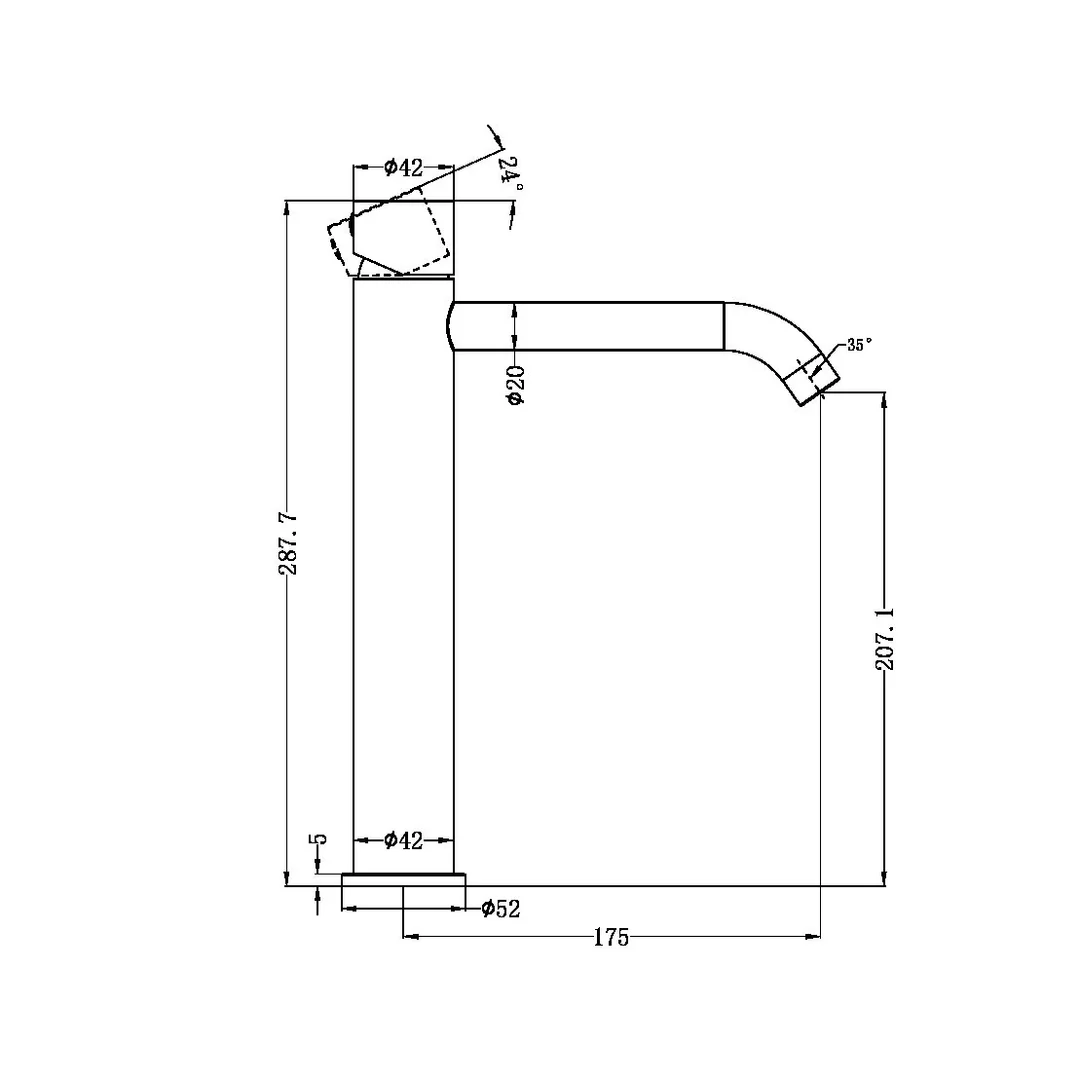 Nero Zen Stainless Steel Tall Basin Mixer Handless Graphite - Image 2