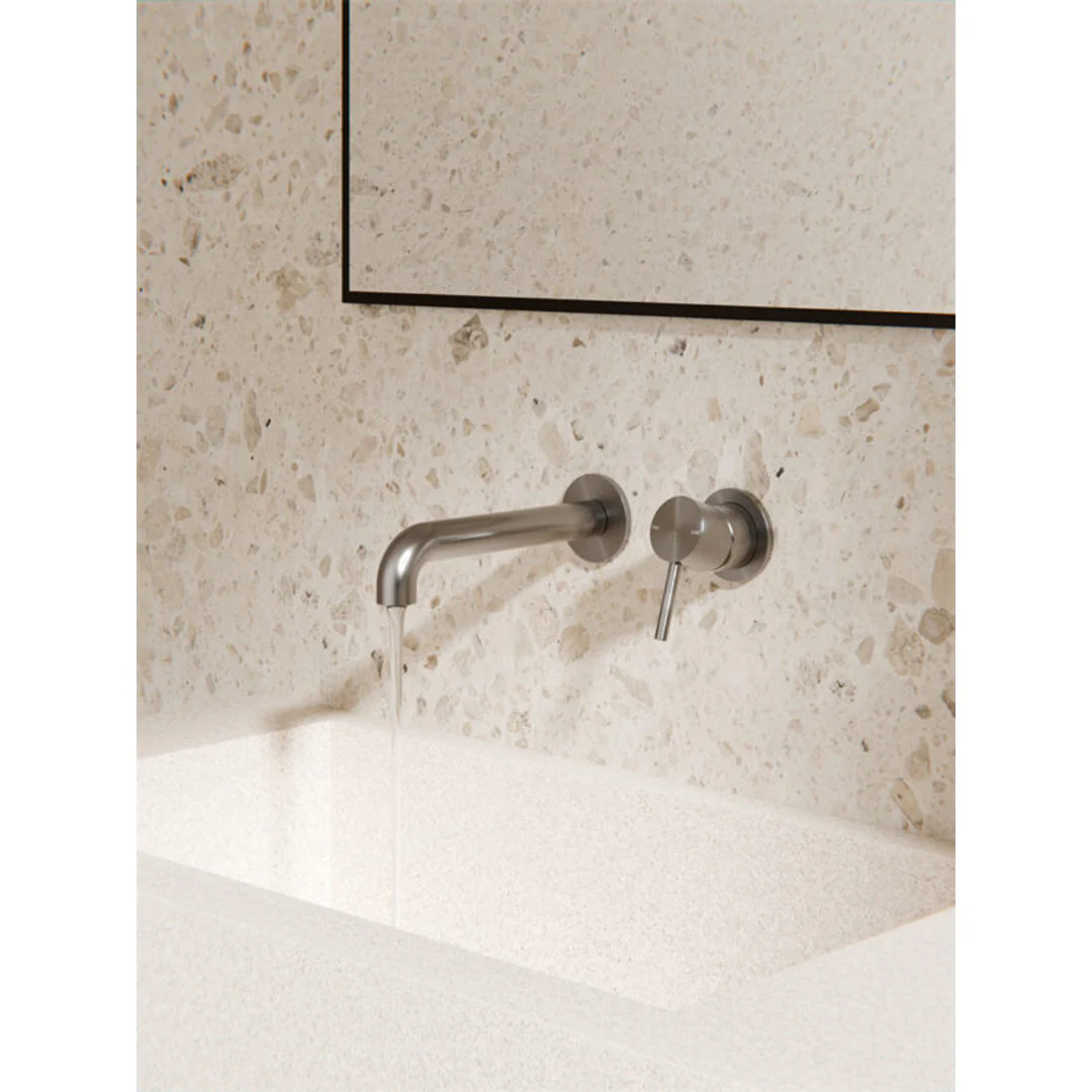 Nero Zen Stainless Steel Wall Basin/Bath Mixer Separate Back Plate 230Mm Spout Graphite - Image 4