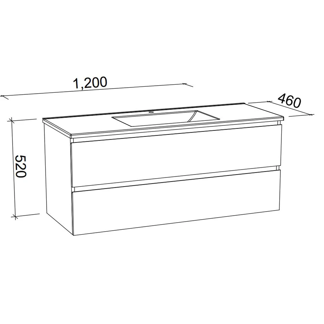 Timberline Nevada Plus Vanity 1200mm Wall Hung Silksurface Double Bowl Above Counter Basin - Image 3