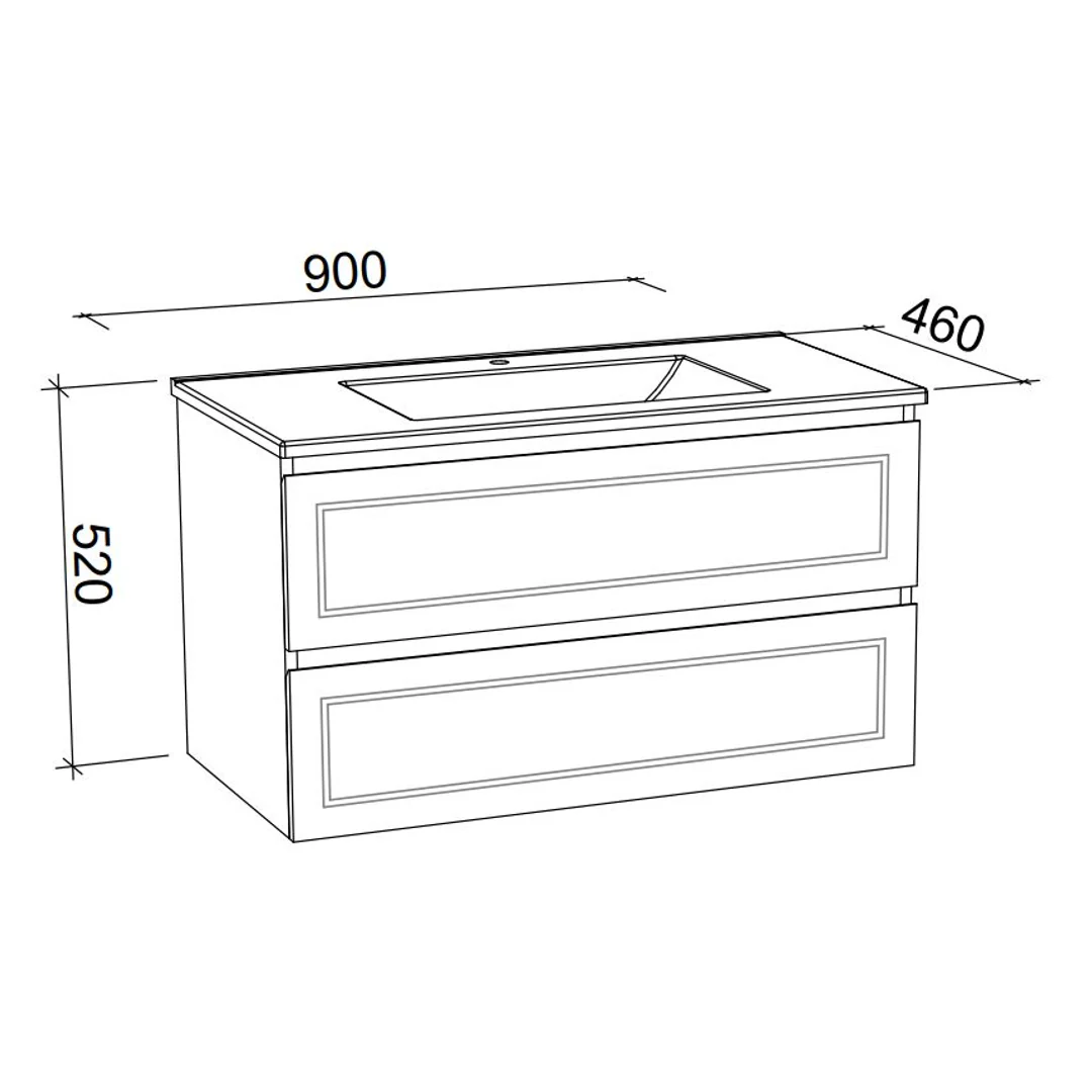 Nevada Plus Classic Wall Hung Vanity 900mm Alpha Ceramic Top - Image 4
