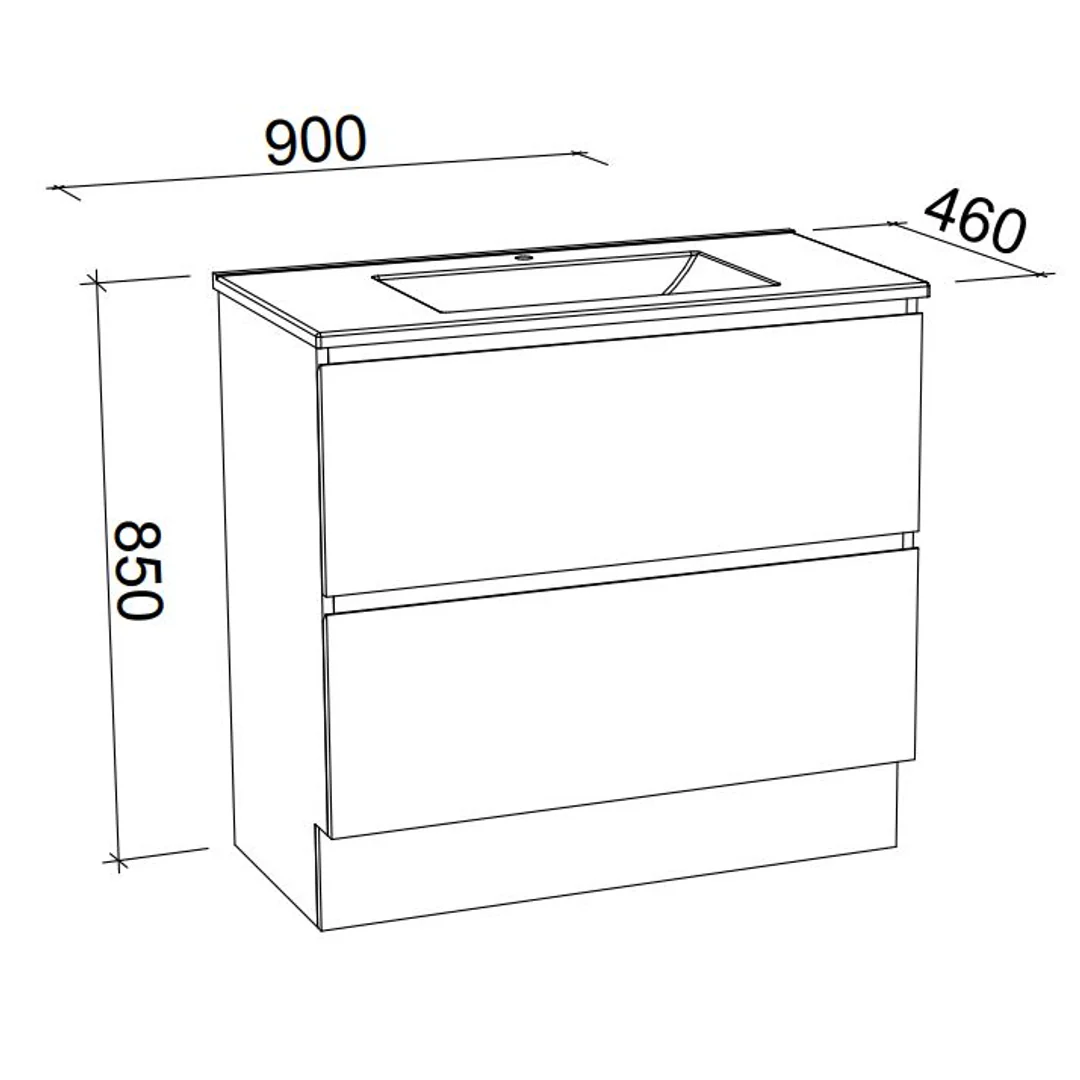 Nevada Plus Floorstanding Vanity 900mm Alpha Ceramic Top - Image 3