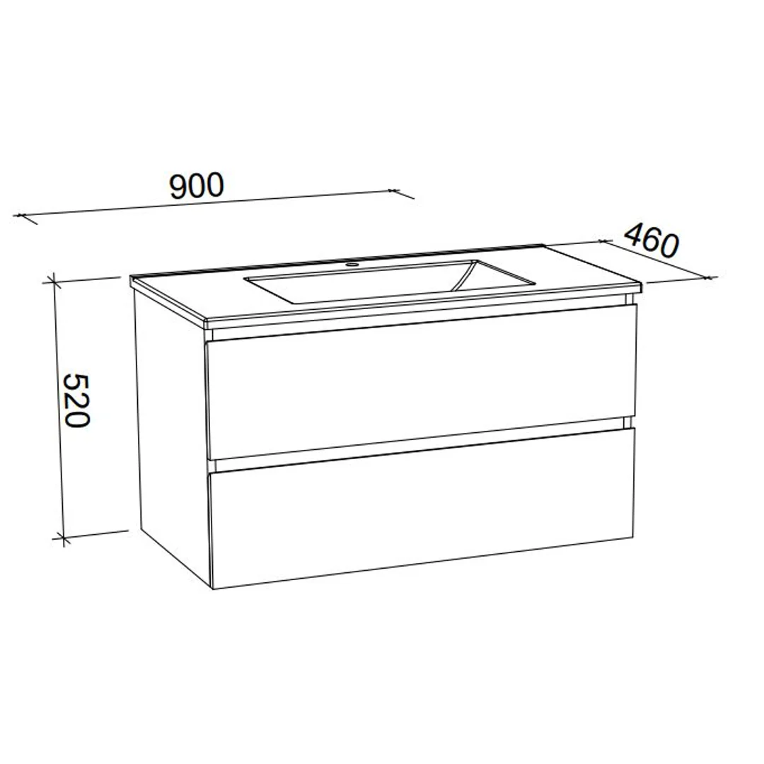 Nevada Plus Wall Hung Vanity 900mm Haven Top - Image 3