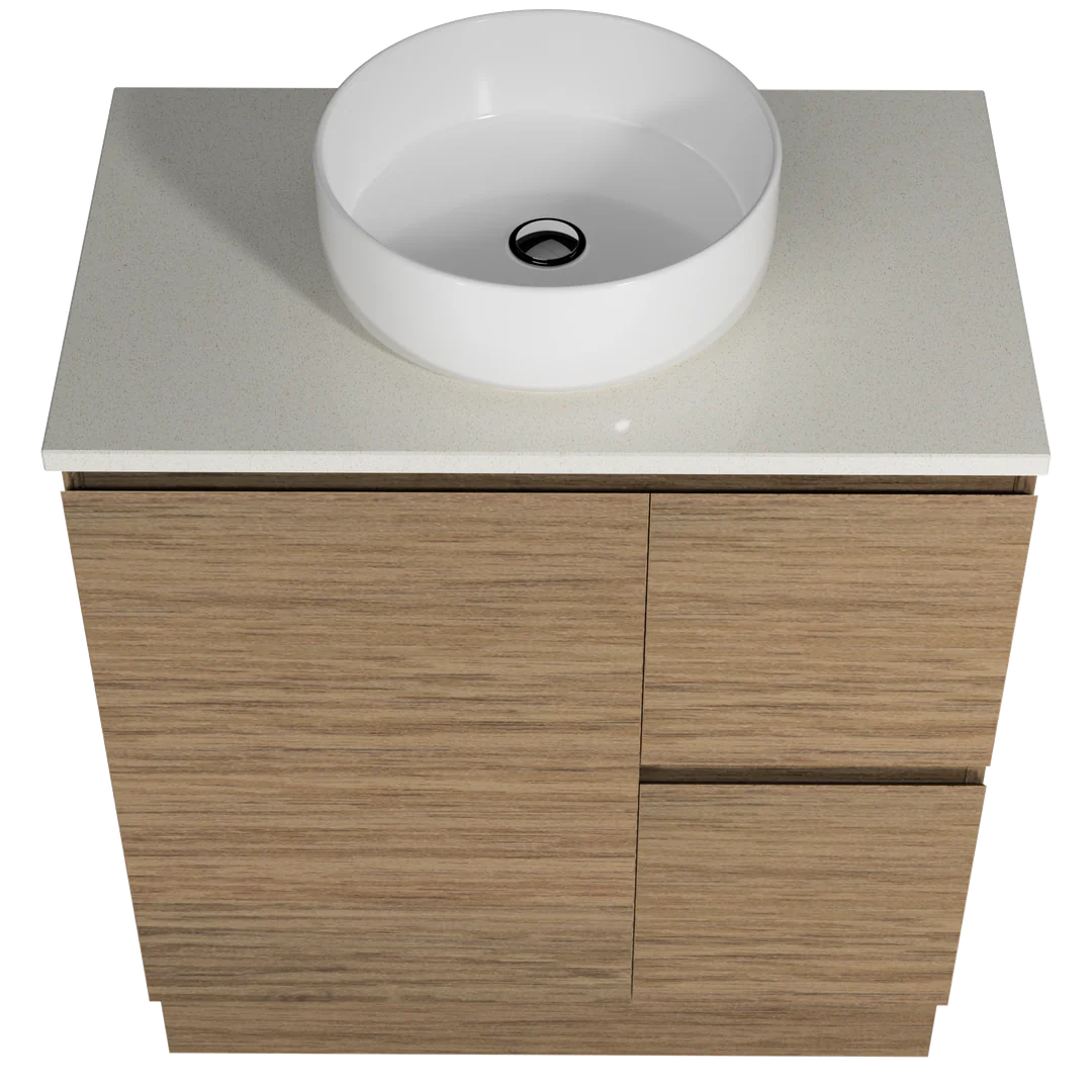Timberline Nevada Vanty 750 20mm Silk Surf Top & Ceramic Above Counter Basn Floorstanding