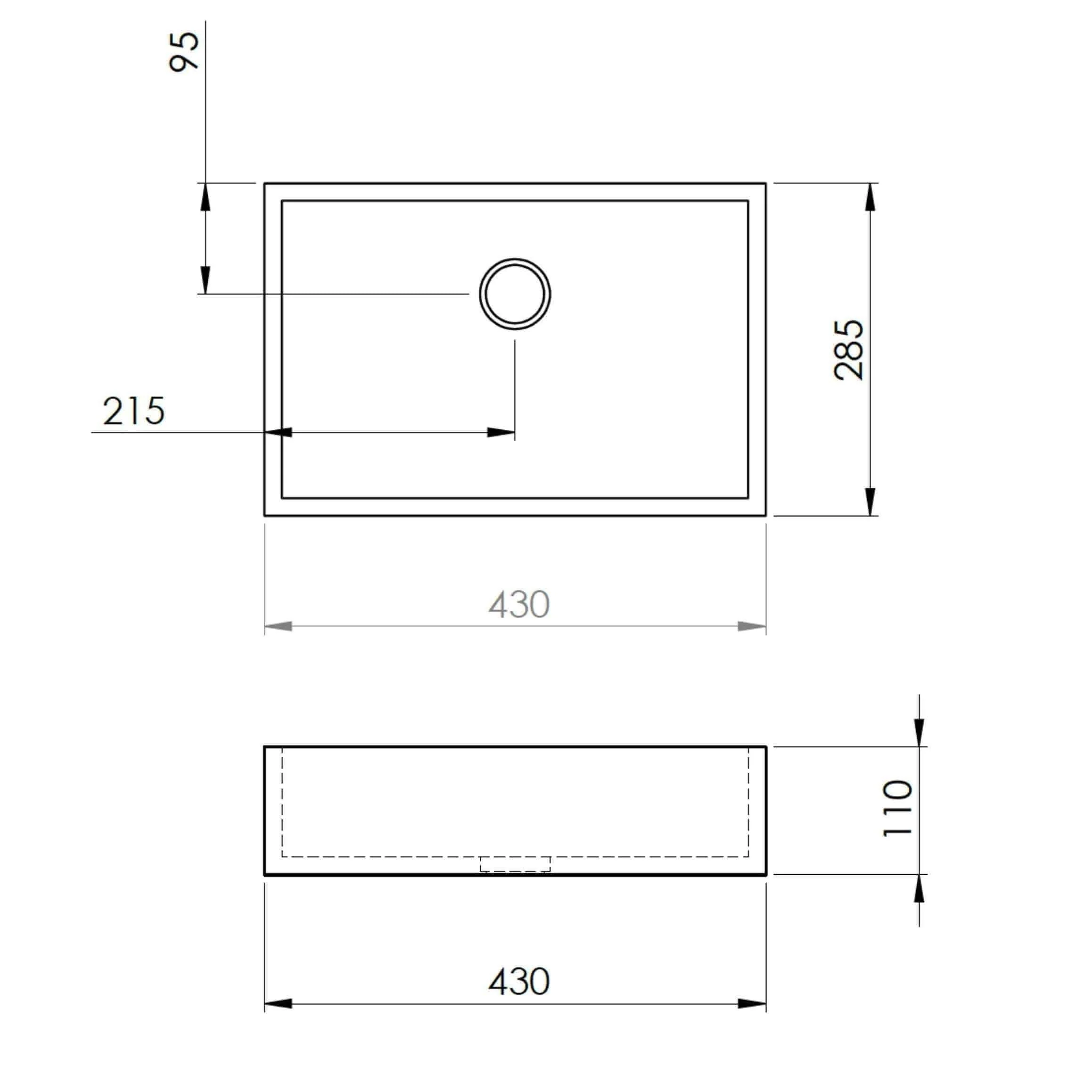 New Form Concrete Baby Rectangle Vessel Basin 430mm X 290mm X 105mm - Image 3