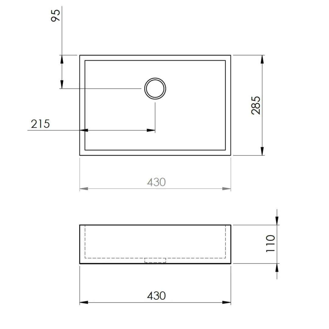 New Form Concrete Baby Rectangle Vessel Basin 430mm X 290mm X 105mm - Image 4