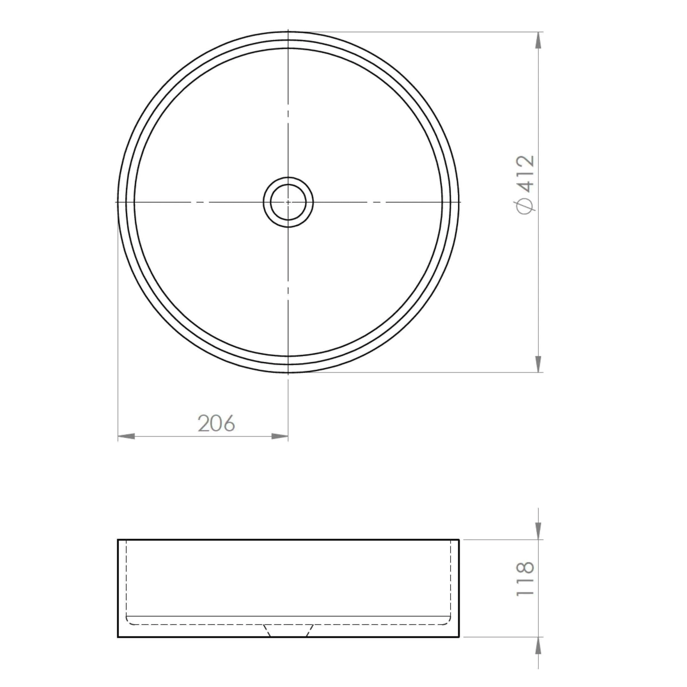 New Form Concrete Grand Round Vessel Basin 410mm Diam X 150mm - Image 3