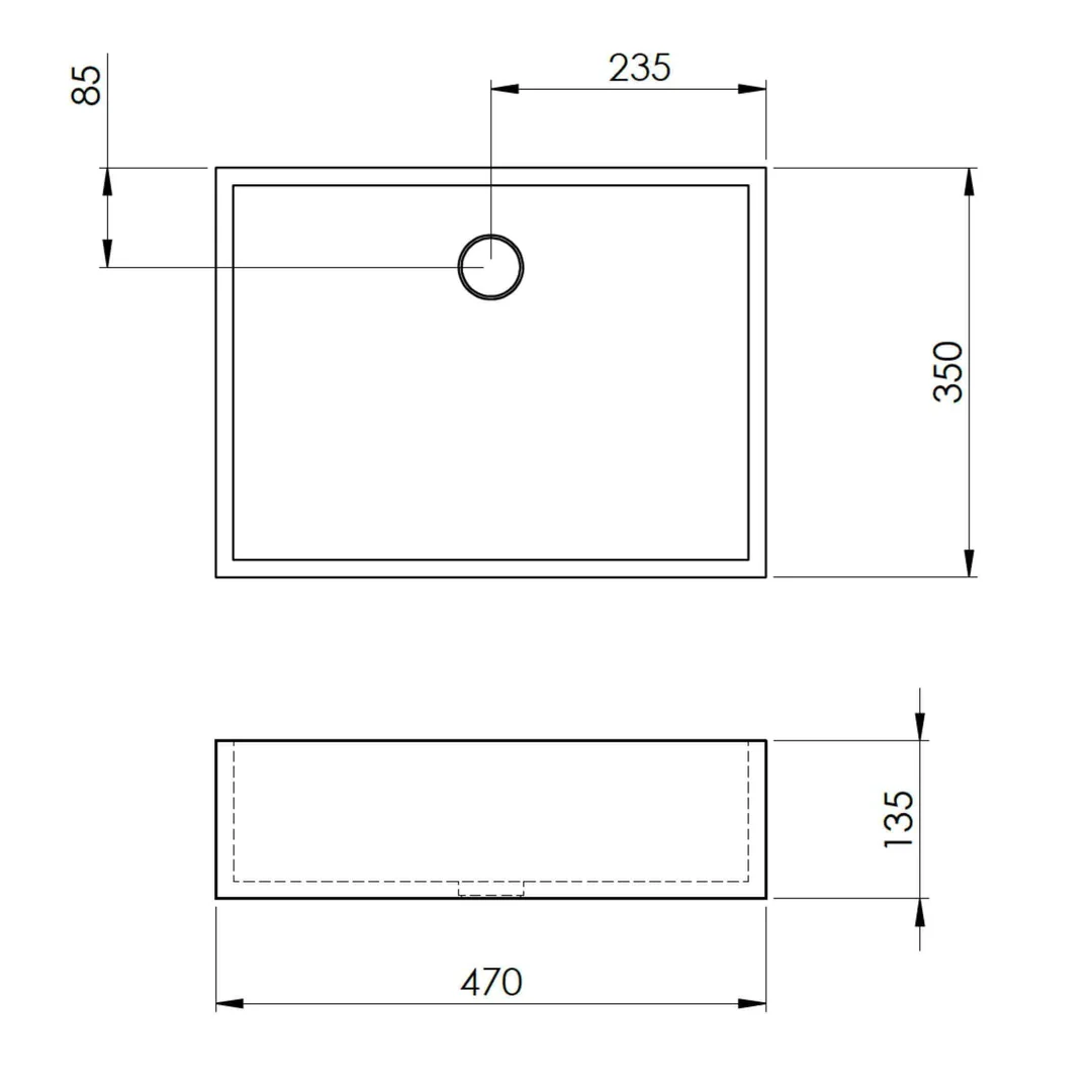 New Form Concrete Rectangle Vessel Basin 480mm X 355mm X 135mm - Image 4