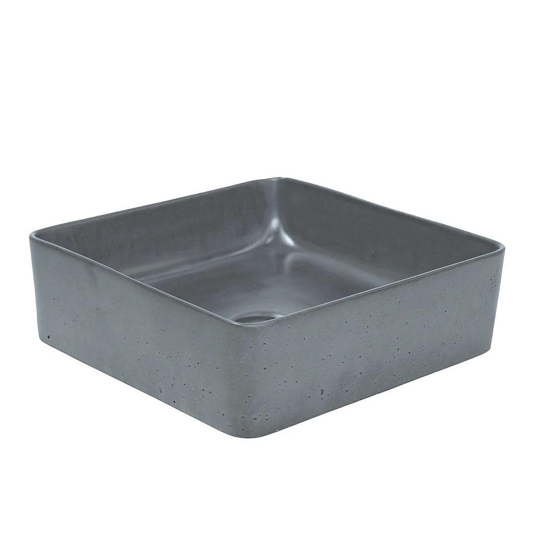 New Form Concrete Rounded Square Vessel Basin 360mm X 360mm X 115mm - Image 2