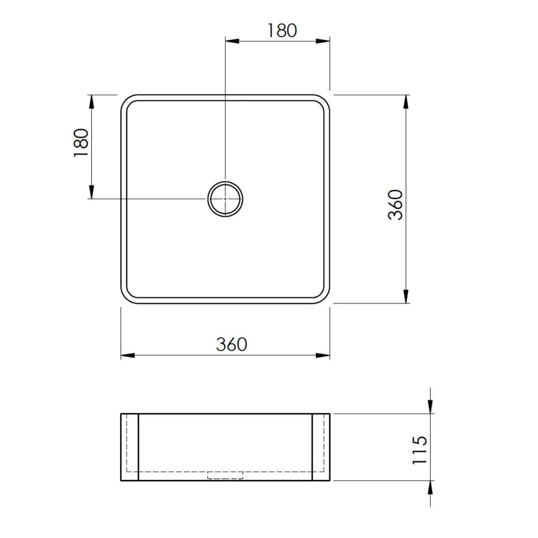 New Form Concrete Rounded Square Vessel Basin 360mm X 360mm X 115mm - Image 4
