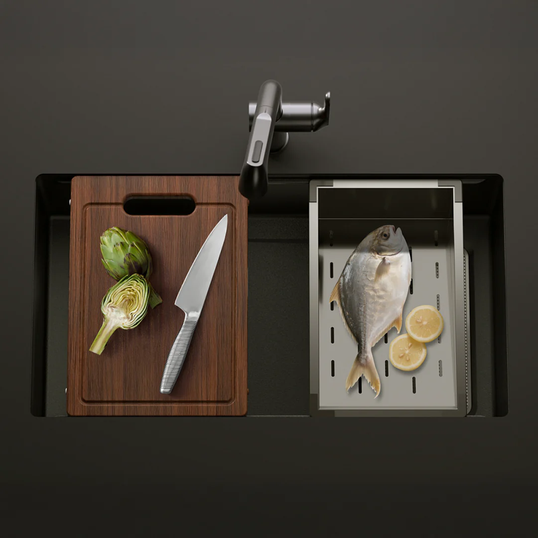 Noveen Novaq Handmade Kitchen Sink in Matt Black - Image 4