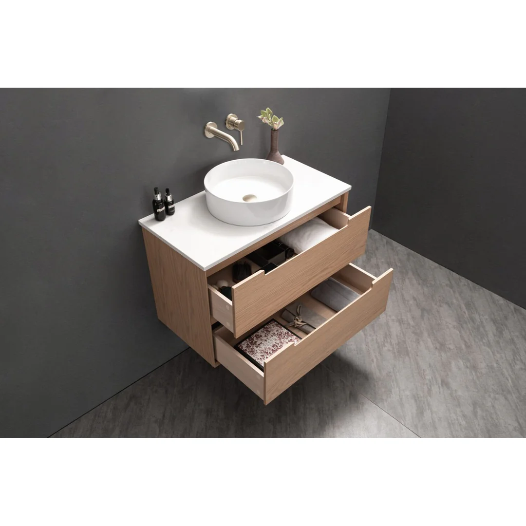 Noveen Elwood 900Mm Wall Hung Vanity Calacatta Marble Natural Sierra Oak - Image 3