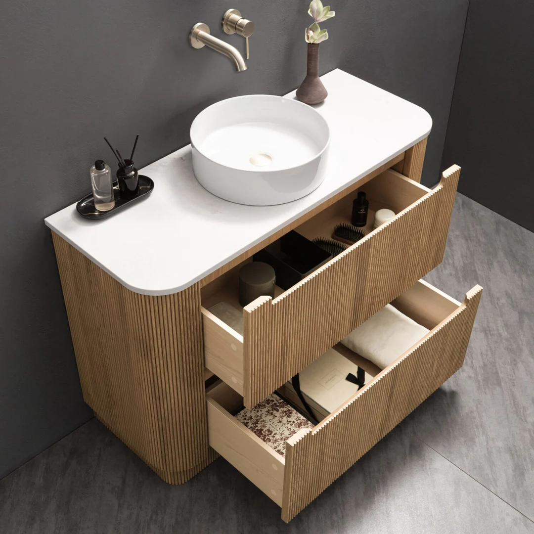 Noveen Oakmere 1200Mm Freestanding Vanity Nordic Mist Golden Oak - Image 3