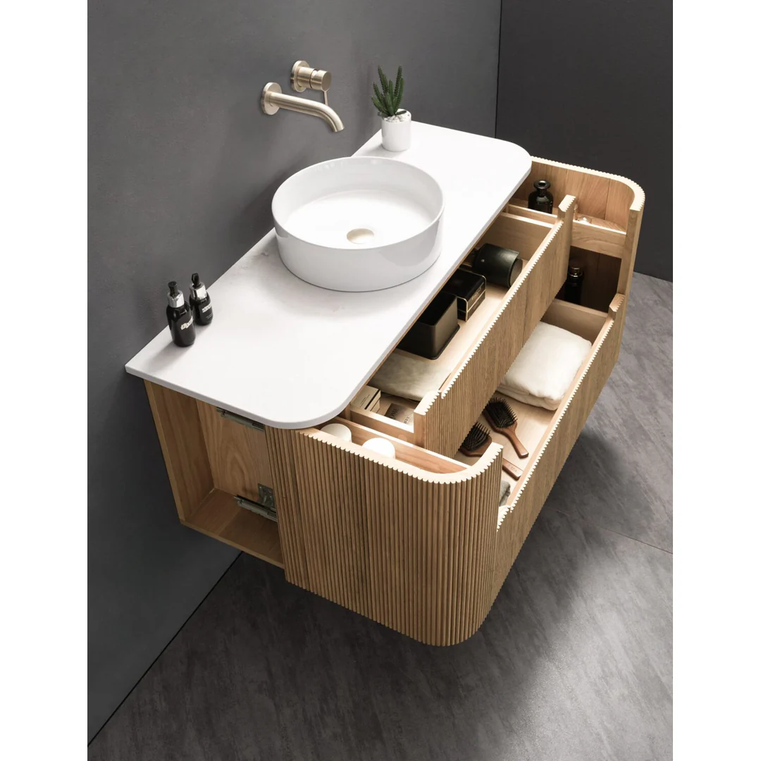Noveen Oakmere 1200Mm Wall Hung Vanity Pristine White Golden Oak - Image 3
