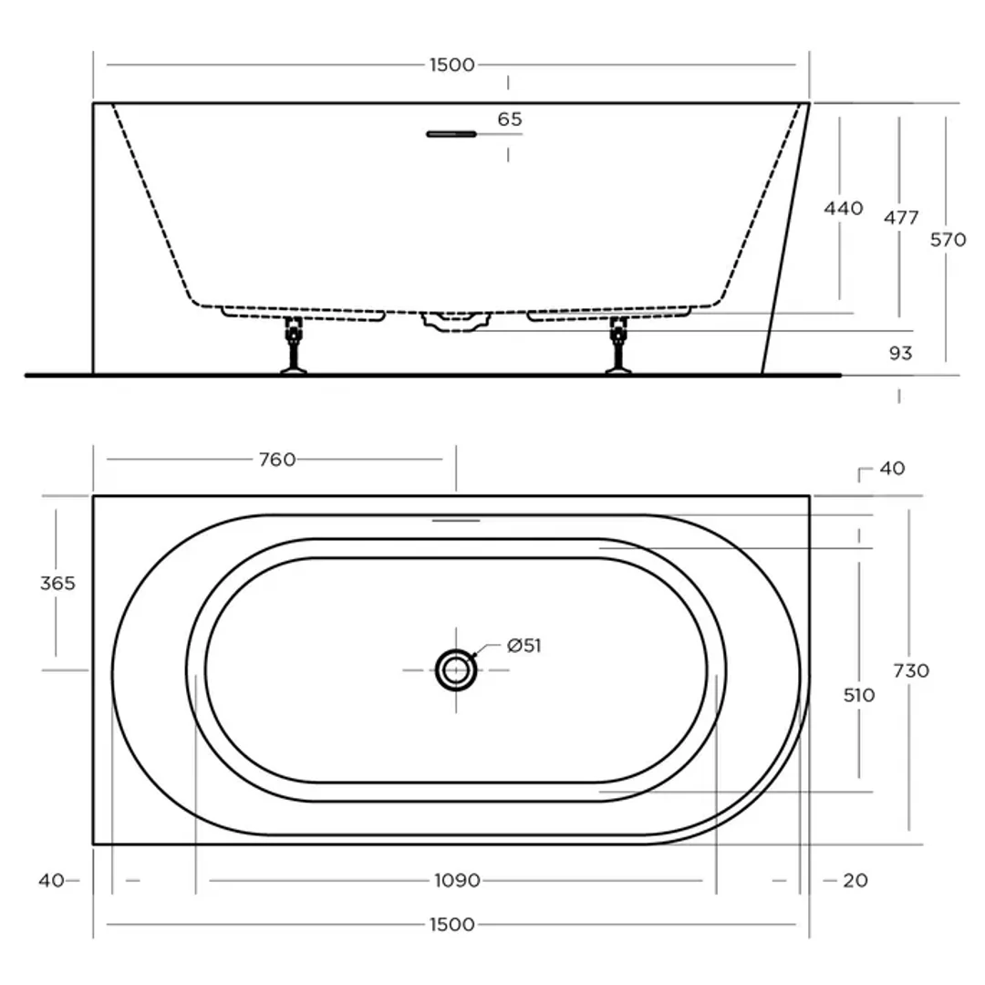 Oceano Eco 1500 Corner Bath Left Hand White 1500mm X 730mm - Image 2