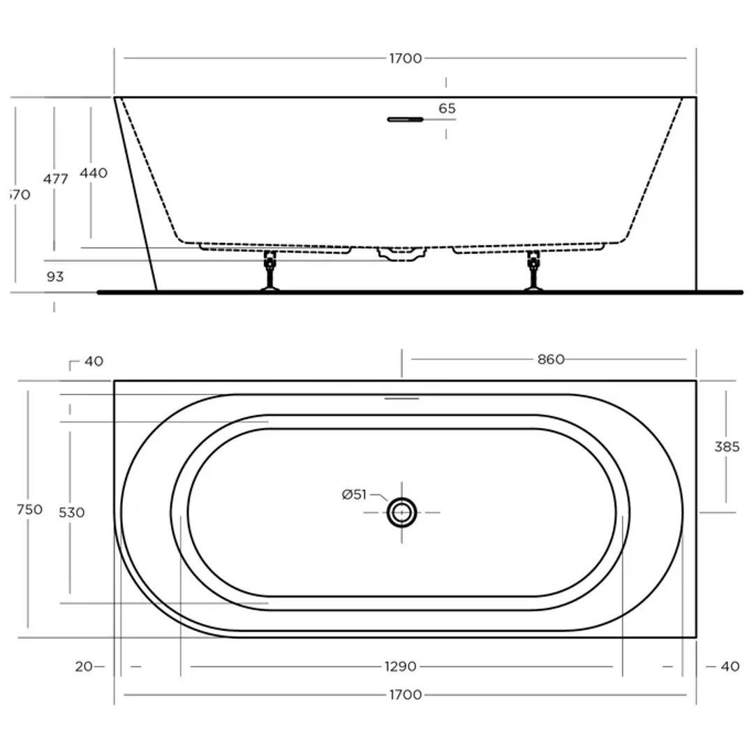 Oceano Eco 1700 Corner Bath Right Hand White 1700mm X 750mm No Overflow - Image 2