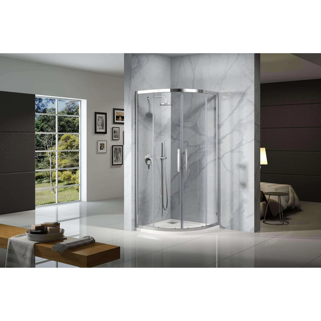 Oceano Louve Curved Slider Front 1000 X 1000 X 2000 Chrome