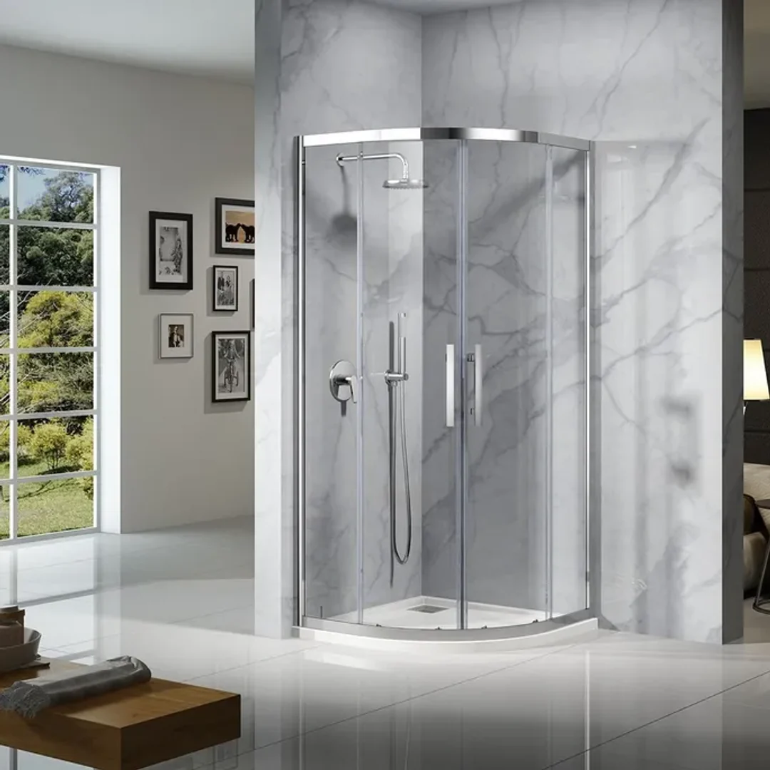 Oceano Louve Curved Slider Front 1000 X 1000 X 2000 Chrome - Image 4