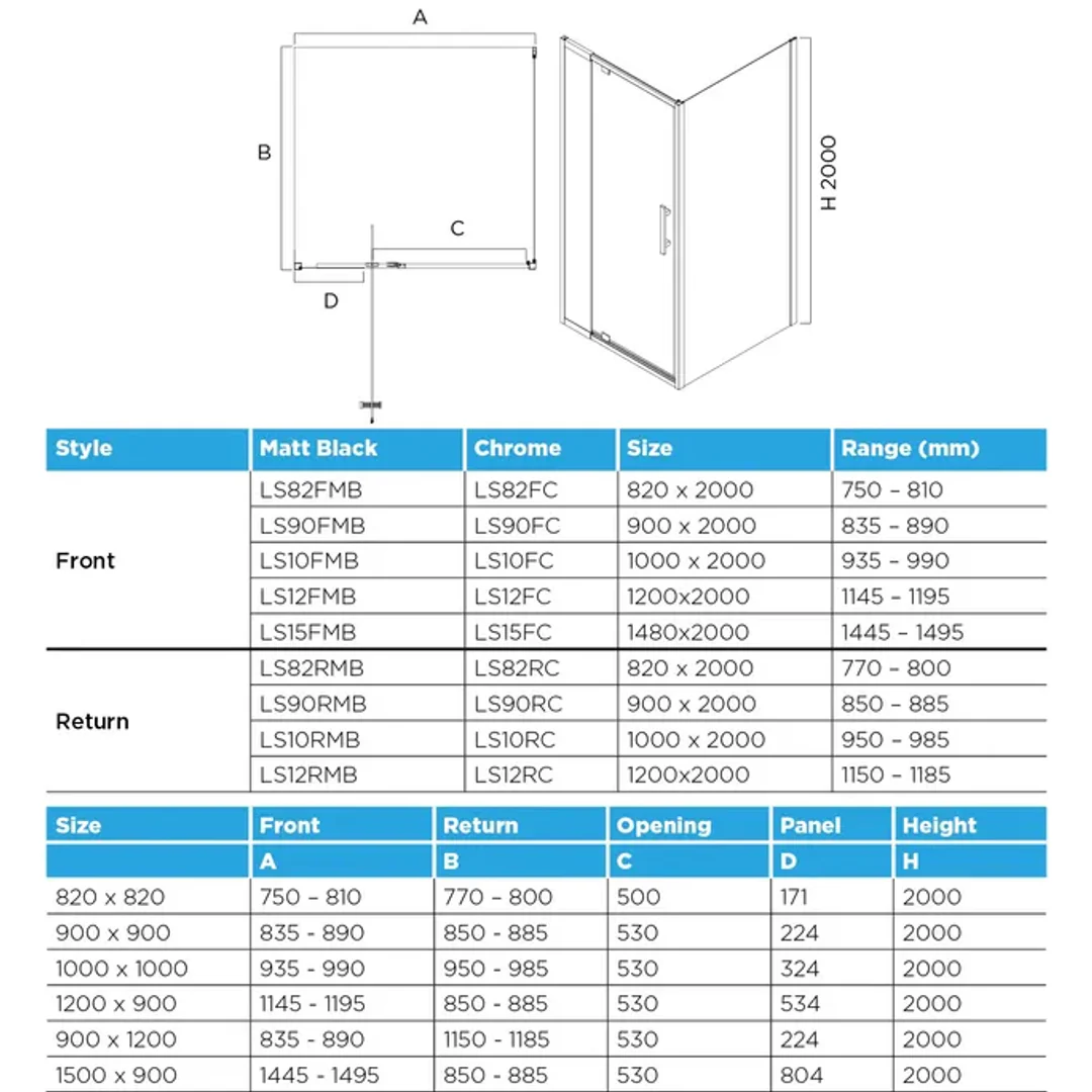 Oceano Louve Square Pivot Return Screen 1200 X 2000 Chrome - Image 3