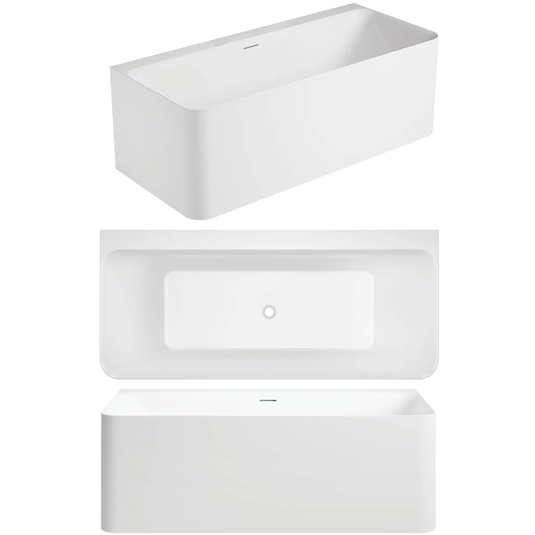 Oceano Lunus 1500 Back-to- Wall Bath White 1500mm X 750mm - Image 4