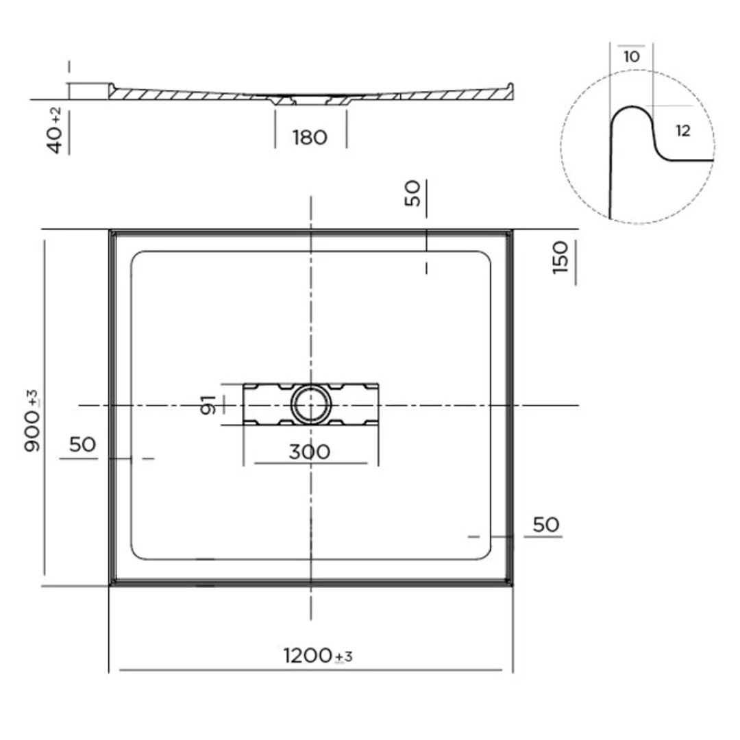 Oceano Stonelite Elite Base Centre Outlet S/Steel Grate 1200 X 900 - Image 4
