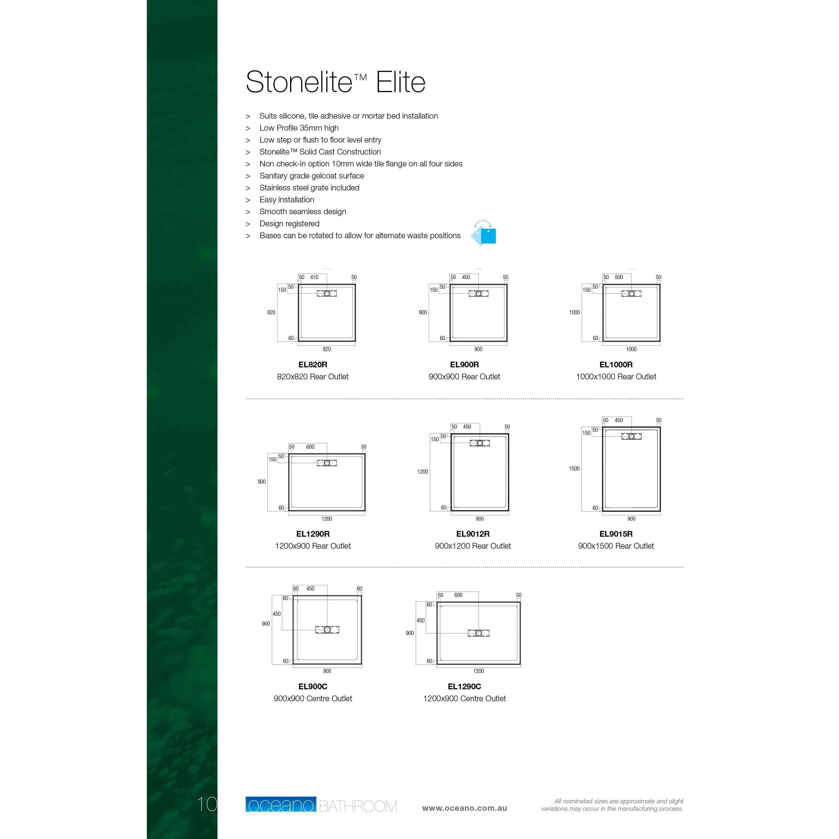 Oceano Stonelite Elite Base Rear Outlet S/Steel Grate 900 X 1200 - Image 4